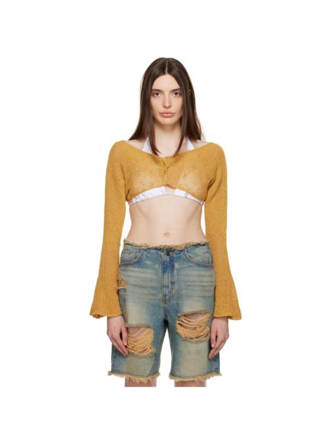 OPEN YY Yellow Cropped Cardigan