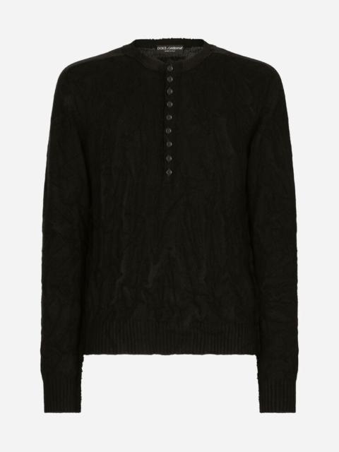 Dolce & Gabbana Grandad neck top in virgin wool