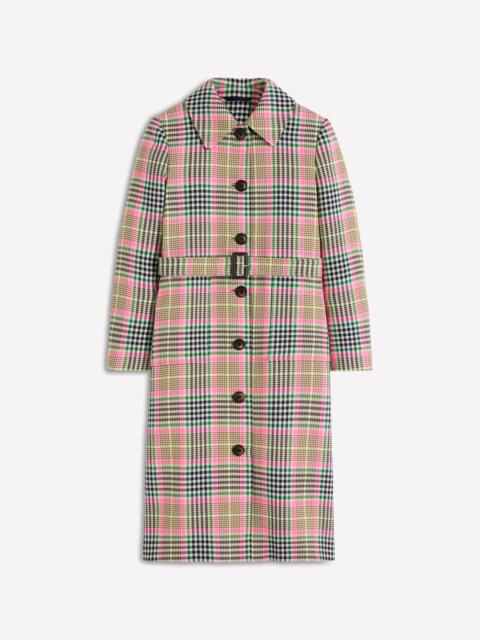 BODEN Lancaster Belted Mac-Brown, Neon Pink Check