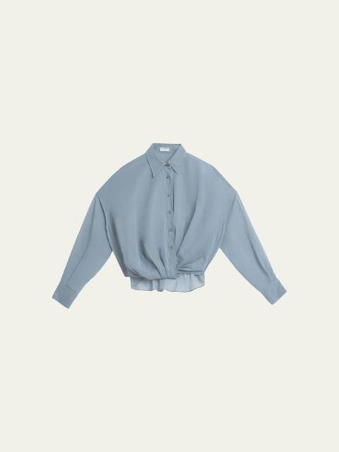 Twisted Sheer Cotton Button-Down Shirt