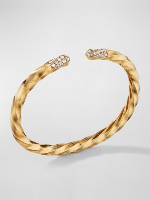 DAVID YURMAN Cable Edge Open Bracelet in Recycled 18k Gold with Pave Diamonds