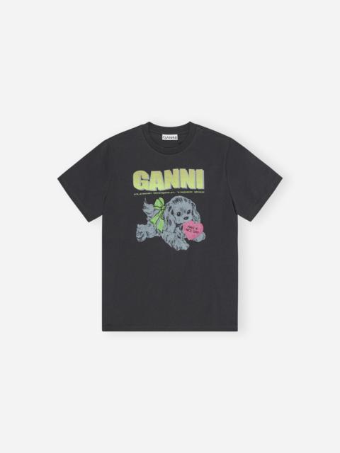 GANNI Basic Cotton Jersey Neon Puppy T-shirt