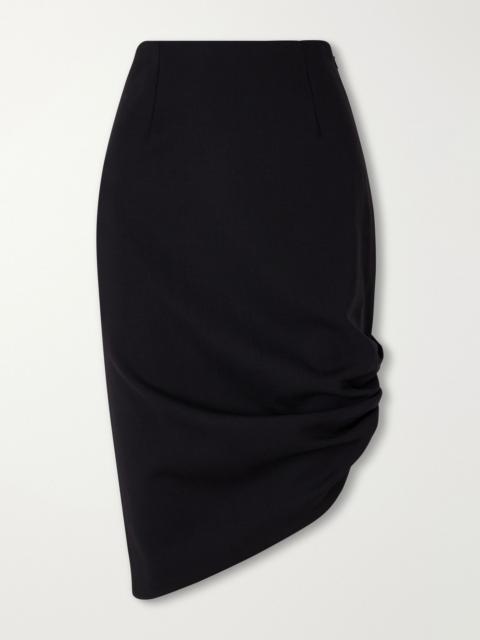 CAROLINA HERRERA Asymmetrical stretch-wool midi skirt Black