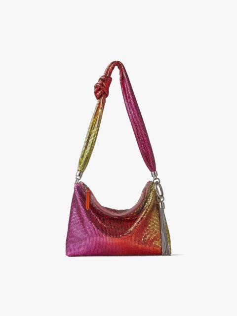 JIMMY CHOO Callie Shoulder
Berry Red and Amber Orange Metal Mesh Shoulder Bag with Metal Mesh Strap