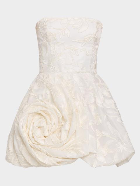 Monique Lhuillier Strapless Rosette Bubble Mini Dress