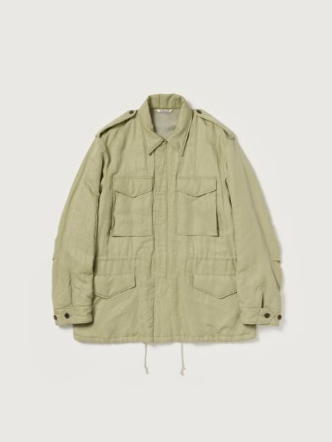 AURALEE BRUSHED SILK LINEN SATIN PADDED MILITARY BLOUSON
