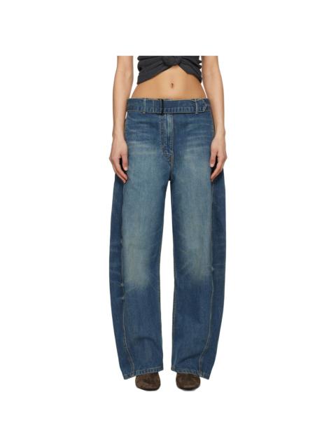 MAGDA BUTRYM Blue Belted Loose Leg Jeans