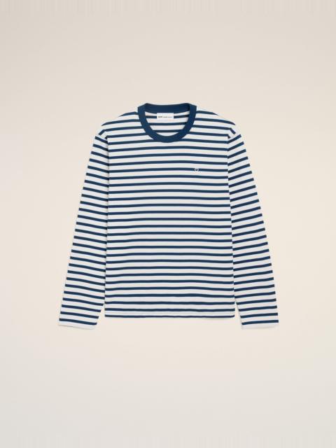 AMI Paris BLUE COTTON LONG SLEEVES MARINIERE AMI DE COEUR T-SHIRT