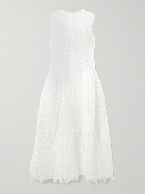 CECILIE BAHNSEN Cate Embroidered Tulle Midi Dress