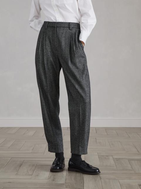 Brushed techno wool chevron sartorial baggy trousers