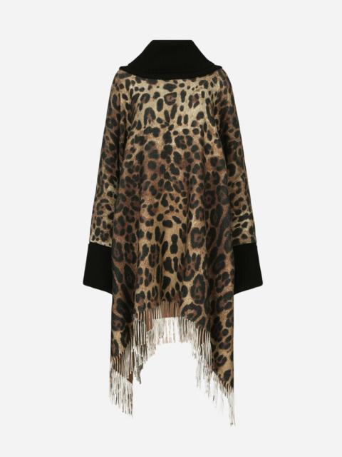 Cashmere and wool poncho with fringing