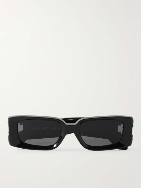 Roma Logo-Embellished Rectangular-Frame Acetate Sunglasses