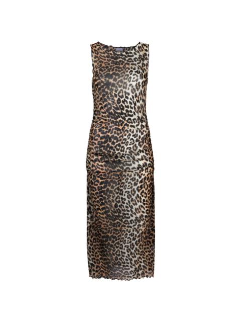 leopard-print mesh dress