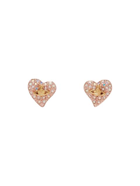 Vivienne Westwood Rose Gold Tiny Diamante Heart Earrings