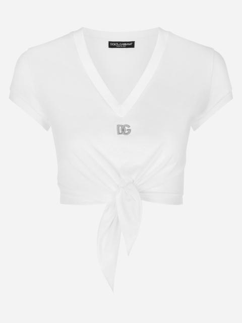 Dolce & Gabbana Jersey T-shirt with DG logo and knot detail