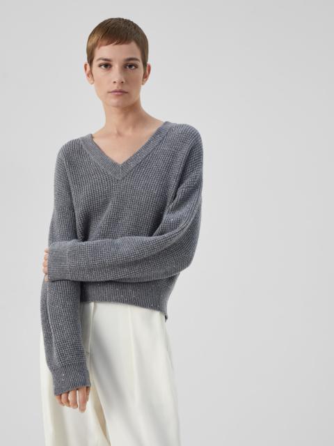Dazzling & Sparkling waffle stitch sweater in cashmere and wool