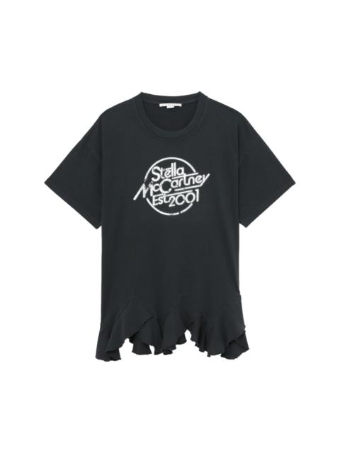 logo-print ruffle-hem T-shirt