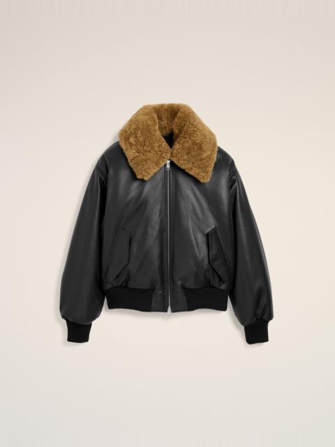 AMI Paris BLACK LAMB LEATHER PADDED JACKET