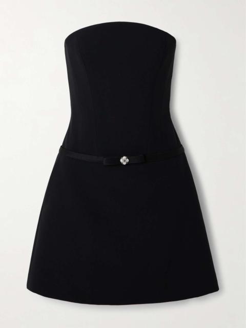 VERSACE Embellished strapless cady mini dress