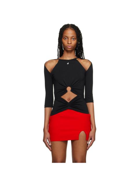 pushBUTTON Black Cutout Long Sleeve T-Shirt