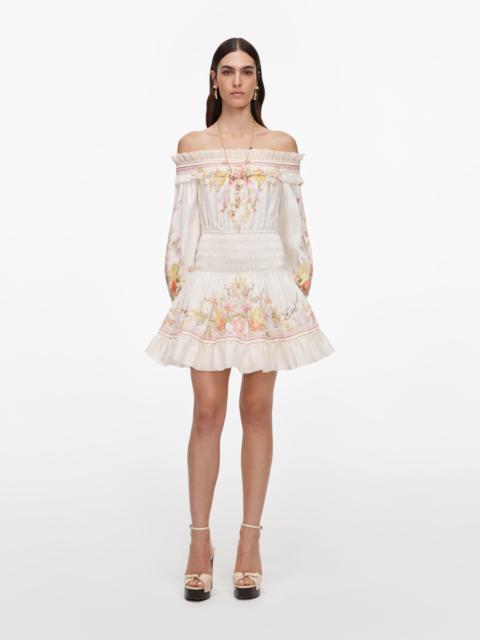 self-portrait Cream Floral Organza Ruffle Mini Dress