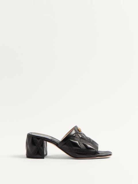 Valentino Antiqued pink leather Quiltie mules