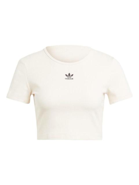 (WMNS) adidas originals Essentials Rib Tee 'White' IJ7804