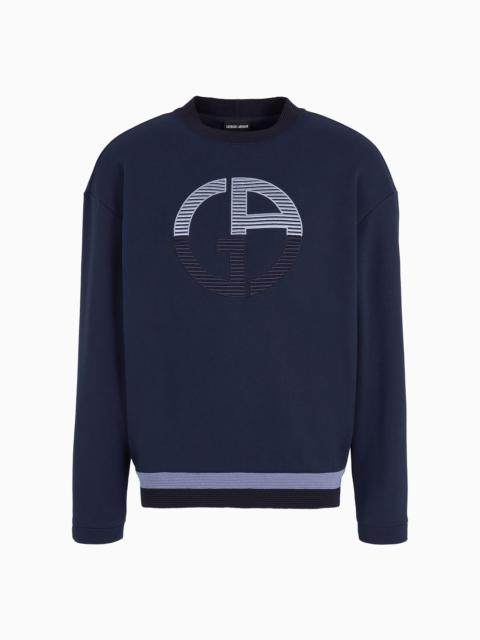 Cotton and cashmere crew-neck sweatshirt with oversized logo