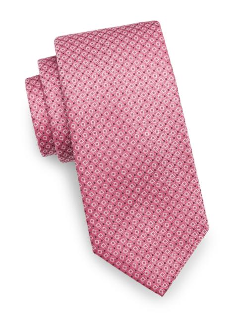Canali Men's Geometric Woven Silk Tie - Pink