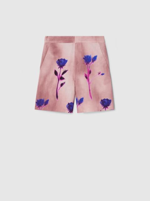 Floral print silk viscose shorts