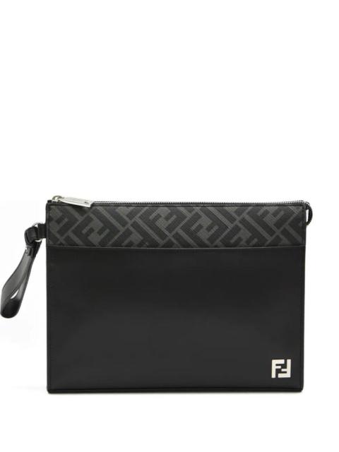 FENDI Fendi Leather And Canvas Ff Squared Clutch Bags