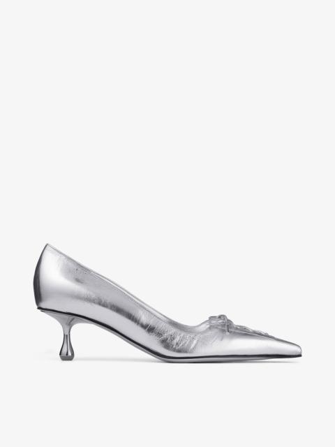 JIMMY CHOO Scarlett 50
Silver Vintage Metallic Leather Pumps
