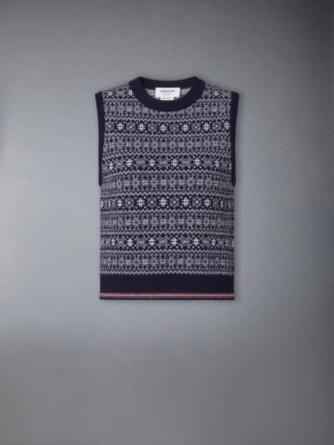 Thom Browne MERINO WOOL JACQUARD SNOWFLAKE SHELL TOP