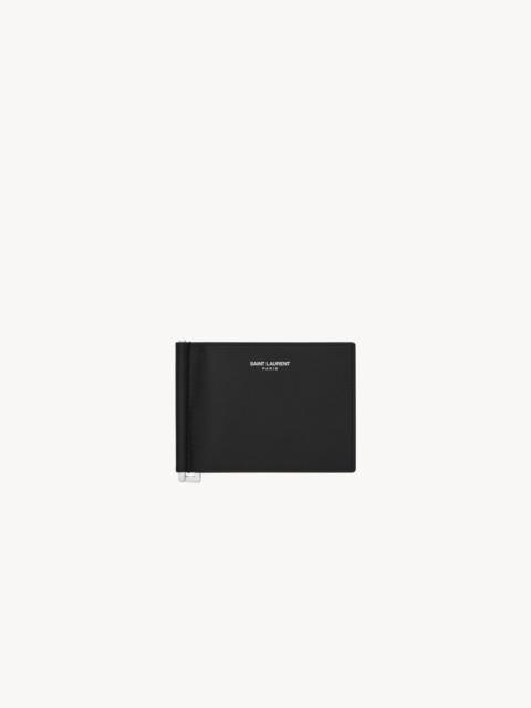 SAINT LAURENT SAINT LAURENT PARIS BILL CLIP WALLET IN GRAIN DE POUDRE LEATHER