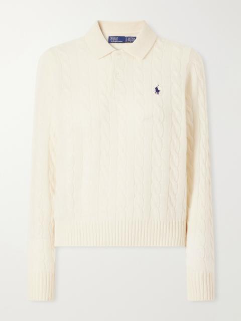 Polo Ralph Lauren Cable-knit Wool And Cashmere-blend Polo Sweater