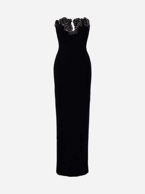 RACHEL GILBERT Mirage floral-appliqué gown