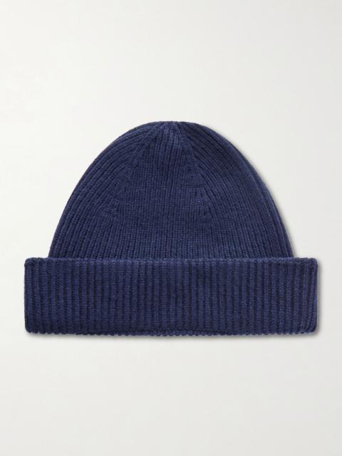 JOHN SMEDLEY Sunday Ribbed Cashmere and Wool-Blend Beanie Navy