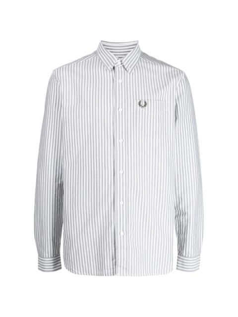 logo-embroidered striped cotton shirt