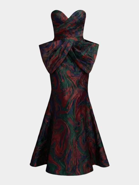 MAC DUGGAL Bow-Detail Brocade Strapless Gown