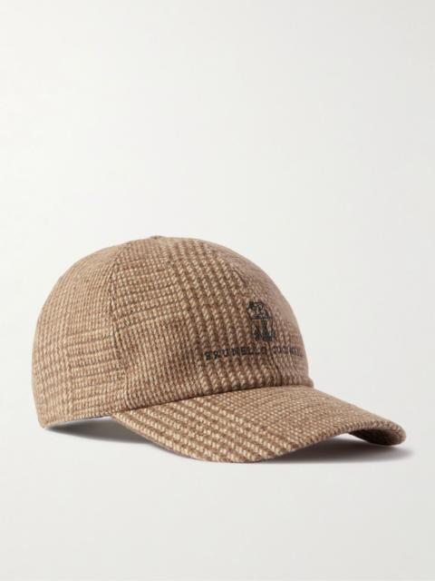 Brunello Cucinelli Checked Wool-Blend Cap Light brown