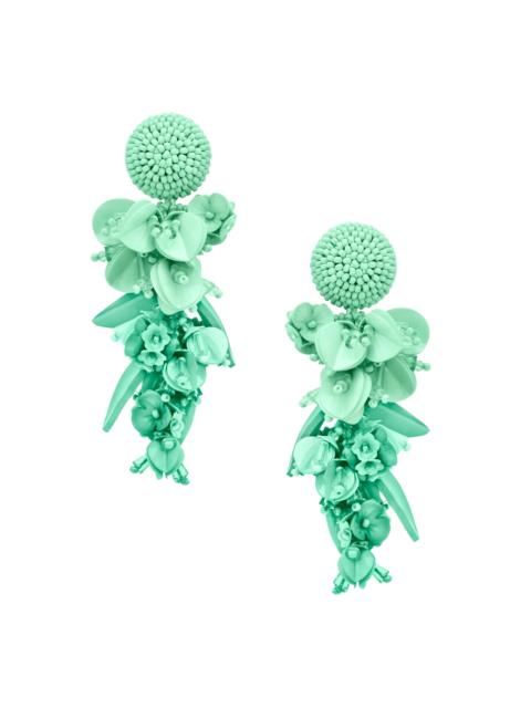 Oscar de la Renta Women's Glass Beaded Flower Clip-On Drop Earrings - Mint