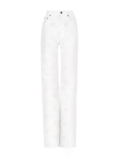 Chloé EMBROIDERED CROPPED JEANS IN DENIM