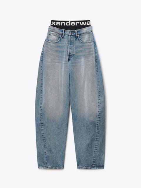 Alexander Wang pre-styled blow up jean with logo bike short