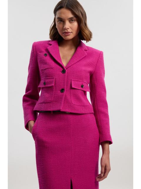 KAREN MILLEN Textured Tweed Cropped Tailored Jacket