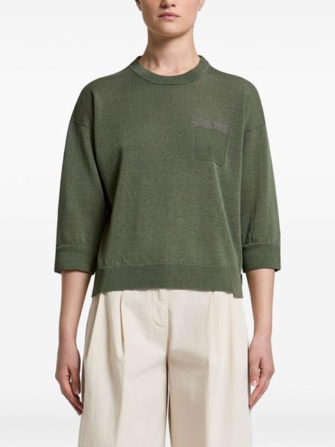 PESERICO bead-embellished pocket sweater