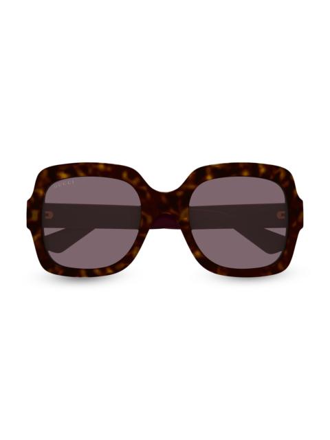 GUCCI Women's Minimal 54MM Square Sunglasses - Havana Purple
