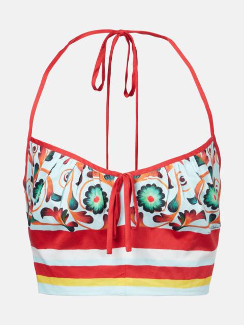 Dolce & Gabbana Printed halterneck cotton crop top
