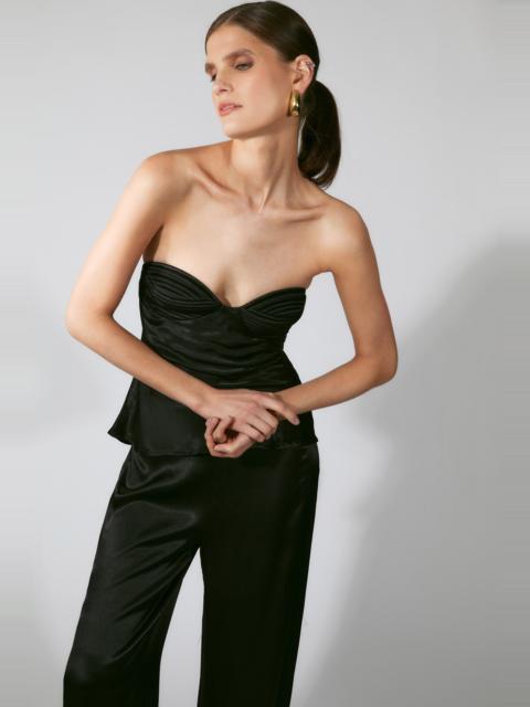 BARDOT Devin Strapless Satin Top In Black