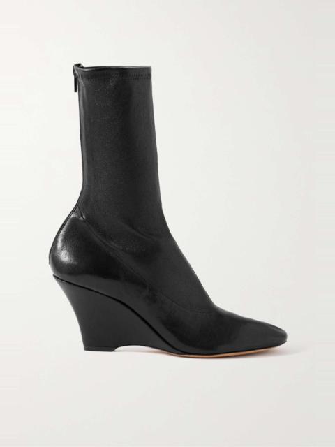 KHAITE Apollo leather wedge ankle boots