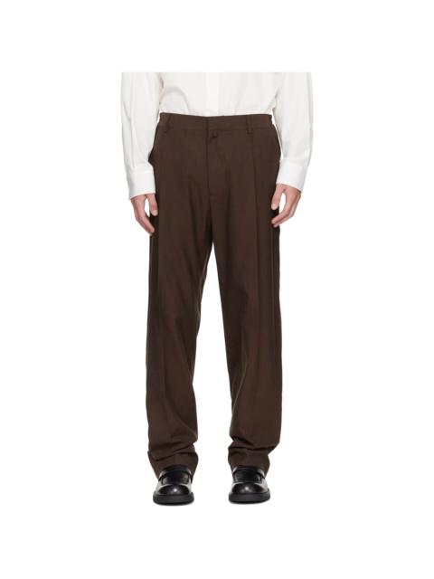 MM6 Maison Margiela Brown Pleated Cotton Wool Trousers